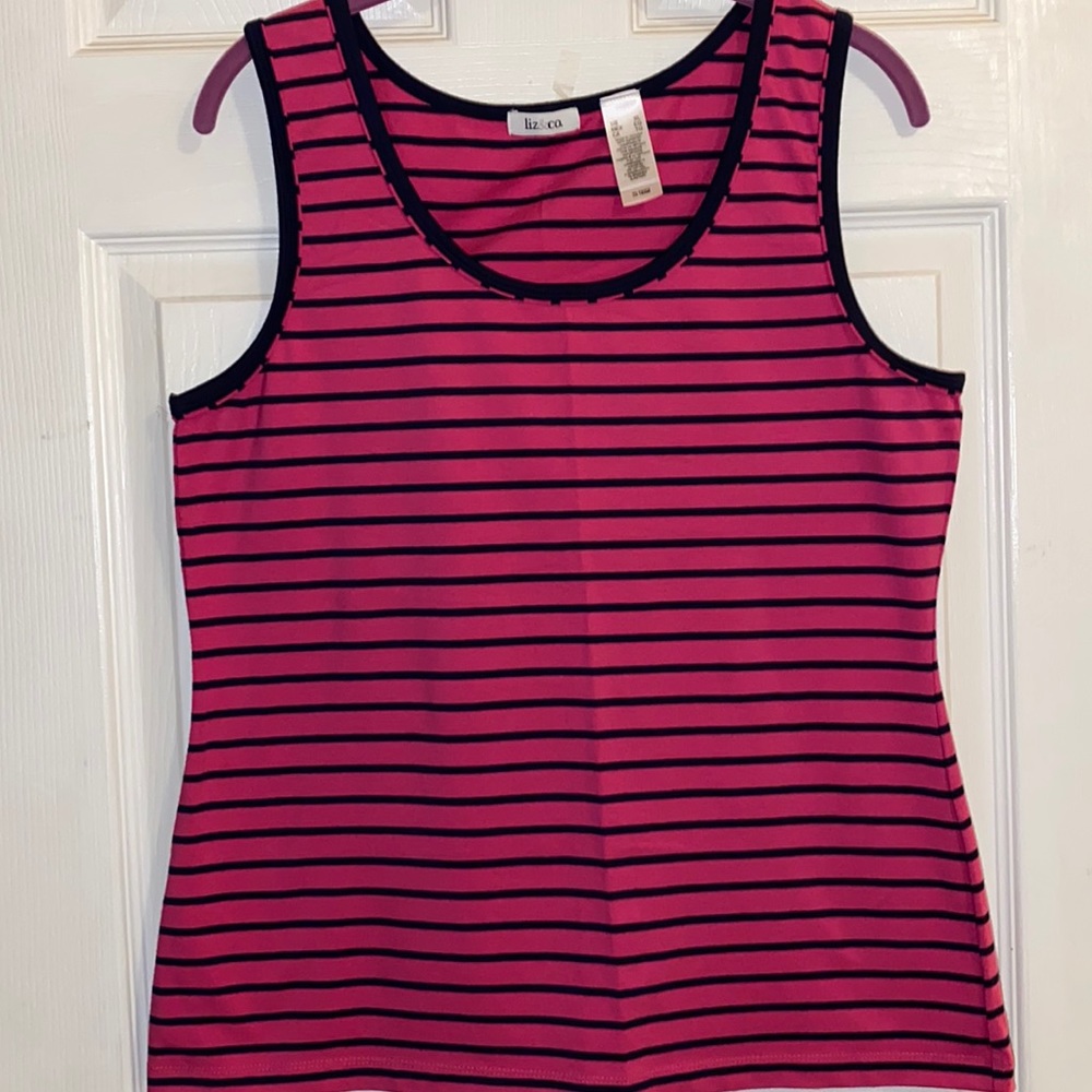 Liz&co. Tee XL. Pink & Blue stripes .NWOT